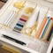 Martha Stewart Kerry 6 Pack Plastic Stackable Office Desk Drawer Organizers with Gold Trim, 12 x 3 BE-PB8975-G-6-CLRGLD-MS - alternate 7